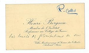 Bild des Verkufers fr Visiting card with autograph dedication. Envelope added. zum Verkauf von Antiquariat INLIBRIS Gilhofer Nfg. GmbH