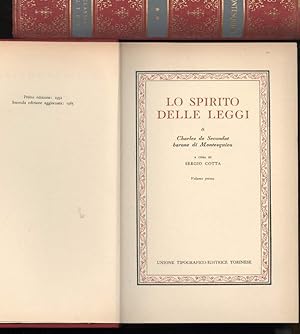 Imagen del vendedor de LO SPIRITO DELLE LEGGI-2 voll a la venta por Invito alla Lettura