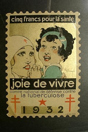 Vignette / Timbre: Cinq francs pour la Sante. Joie de vivre 1932.
