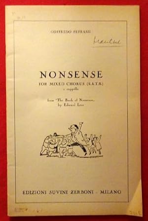 Image du vendeur pour Nonsense for mixed chorus (S.A.T.B.) a cappella from "The Book of Nonsense" by Edward Lear mis en vente par ANTIQUARIAT H. EPPLER