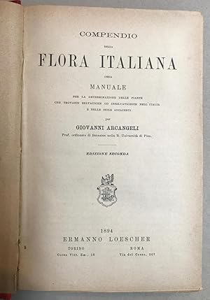 Bild des Verkufers fr Compendio della flora italiana ossia manuale per la determinazione delle piante che trovansi selvatiche o inselvatiche nell'Italia e nelle isole adiacenti. seconda edizione zum Verkauf von LIBRERIA XODO