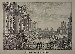 Bild des Verkufers fr Fontana di Trevi a Roma. Kupferstich von Johann Christian Jacob Friedrich nach Giovanni Battista Piranesi (links unterhalb der Darstellung: "J.C.J. Friedrich sc. secundum Piranesi) aus Chr. T. Weinlig "Briefe ber Rom" Dresden 1782-87. 16,5 x 27 cm zum Verkauf von Antiquariat Johannes Mller