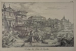 Bild des Verkufers fr Veduta del Porto di Ripetta. Kupferstich von Johann Christian Jacob Friedrich nach Giovanni Battista Piranesi (links unterhalb der Darstellung: "J.C.J. Friedrich sc. secundum Piranesi) aus Chr. T. Weinlig "Briefe ber Rom" Dresden 1782-87. 18,5 x 29,5 cm zum Verkauf von Antiquariat Johannes Mller