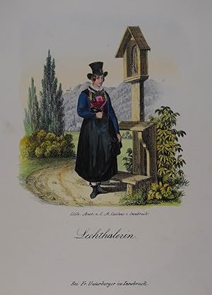 Seller image for Lechthalerin. Altkolorierte Lithographie v. C. A. Czichna, Innsbruck um 1845, 10 x 12 cm for sale by Antiquariat Johannes Mller