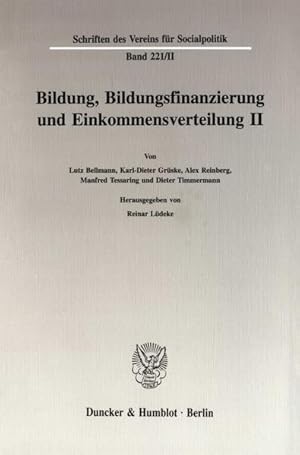 Bild des Verkufers fr Bildung, Bildungsfinanzierung und Einkommensverteilung: Bildung, Bildungsfinanzierung und Einkommensverteilung 2: II zum Verkauf von NEPO UG