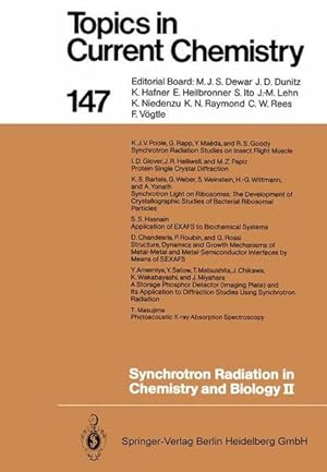 Image du vendeur pour Synchrotron radiation in chemistry and biology. - 22 mis en vente par NEPO UG
