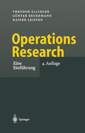 Bild des Verkufers fr Operations research : eine Einfhrung , mit 104 Tabellen. Gnter Beuermann , Rainer Leisten zum Verkauf von NEPO UG