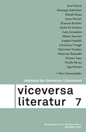 Bild des Verkufers fr Viceversa: Jahrbuch der Schweizer Literaturen zum Verkauf von NEPO UG