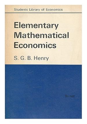 Seller image for Elementary Mathematical Economics (Students' Library of Economics) for sale by NEPO UG