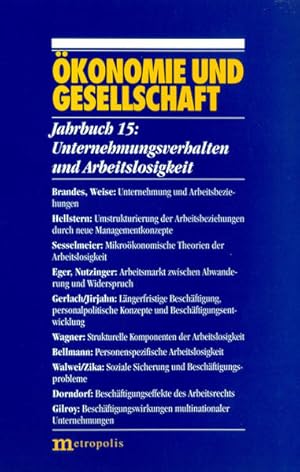 Imagen del vendedor de konomie und Gesellschaft, Jahrb.15, Unternehmungsverhalten und Arbeitslosigkeit a la venta por NEPO UG