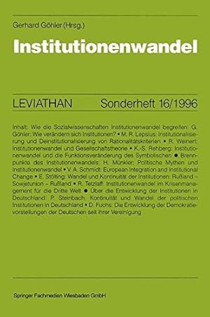 Bild des Verkufers fr Institutionenwandel (Leviathan Sonderhefte) (German Edition) zum Verkauf von NEPO UG