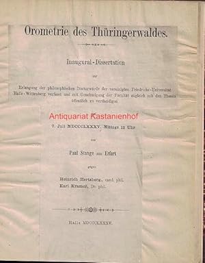 Bild des Verkufers fr Orometrie des Thringerwaldes.,Inaugural-Dissertation, zum Verkauf von Antiquariat Kastanienhof