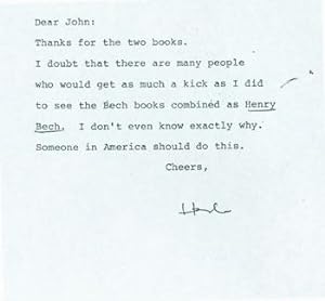 Photocopy of TLS Herb Yellin to John Updike. RE: Henry Bech.