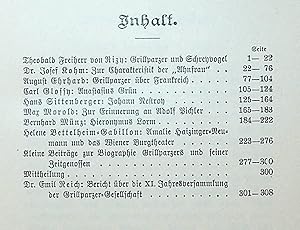 Jahrbuch der Grillparzer-Gesellschaft 11. Jahrgang 1901