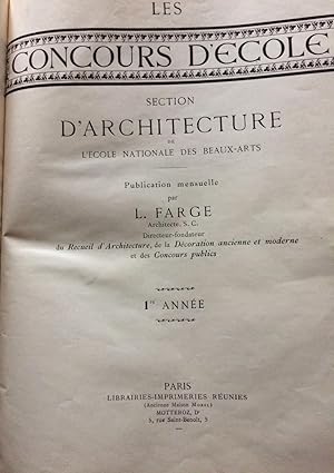 Image du vendeur pour Les Concours D'Ecole Section D'architecture de L'Ecole Nationale des Beauxarts. mis en vente par G.F. Wilkinson Books, member IOBA