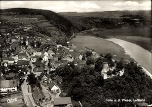 Imagen del vendedor de Ansichtskarte / Postkarte Polle an der Weser in Niedersachsen, Fliegeraufnahme, Totalansicht a la venta por akpool GmbH