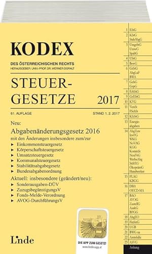 Bild des Verkufers fr KODEX Steuergesetze 2017 (Kodex des sterreichischen Rechts) zum Verkauf von AHA-BUCH