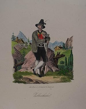 Seller image for Zillerthaler. Altkolorierte Lithographie v. C. A. Czichna, Innsbruck um 1845, 17,5 x 14 cm (Blattgr.) for sale by Antiquariat Johannes Mller