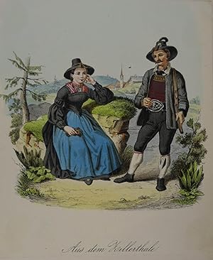 Seller image for Aus dem Zillerthal. Altkolorierte Lithographie v. C. A. Czichna, Innsbruck um 1845, 15,5 x 13 cm (Blattgr.) for sale by Antiquariat Johannes Mller