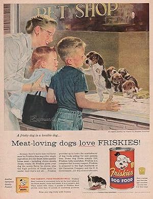 ORIG VINTAGE MAGAZINE AD - 1956 FRISKIES DOG FOOD AD