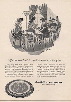 Seller image for ORIG VINTAGE MAGAZINE AD/ 1940 CAMPBELL'S CLAM CHOWDER AD for sale by Monroe Street Books