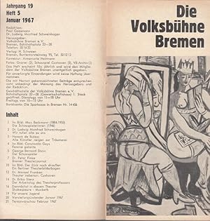 Volksbühne Bremen. Heft 5 / Januar 1967, Jahrgang 19. Aus dem Inhalt: Honore de Balzac - Alle Kün...