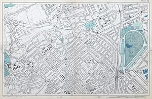 LONDON, 1909 - FINSBURY PARK, CROUCH END, ARCHWAY - Original Antique Map from Bacon's London & Su...