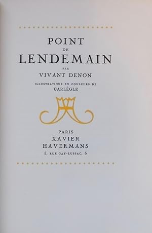 Seller image for Point de lendemain. for sale by Le Cabinet d'Amateur