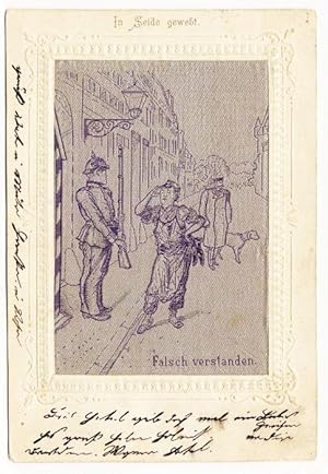 Bild des Verkufers fr Seidenbild - Falsch verstanden. zum Verkauf von Rainer Kurz - Antiquariat in Oberaudorf