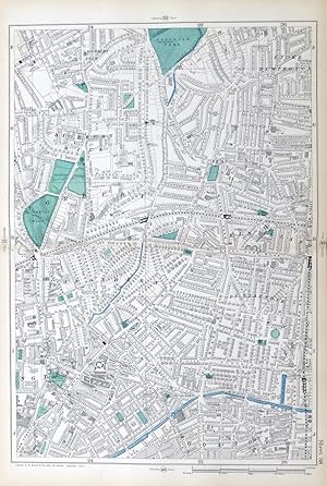 LONDON, 1909 - HIGHBURY, HOXTON, KINGSLAND, STOKE NEWINGTON, CANONBURY - Original Antique Map fro...