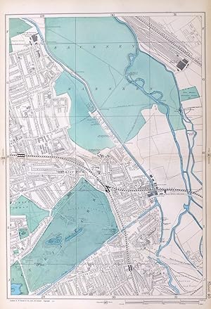 LONDON, 1909 - HACKNEY WICK, VICTORIA PARK, OLDFORD, HACKNEY MARSHES - Original Antique Map from ...