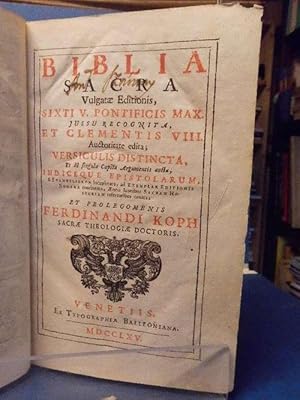 Biblia sacra Vulgatae Editionis, sixti v. pontificis Max. Jussu recognita, et Celemtis VIII. Auct...