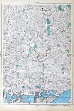 LONDON - BETHNAL GREEN, WHITECHAPEL, MILE END, SHADWELL & THE LONDON DOCKS - Original Antique Map...