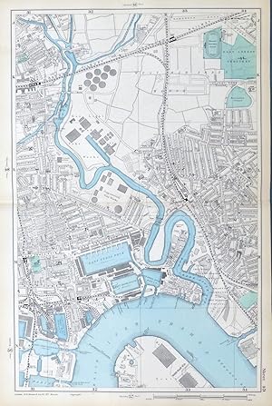 LONDON, 1909 - BROMLEY, BLACKWALL, CANNING TOWN, POPLAR & THE EAST INDIA DOCKS - Original Antique...