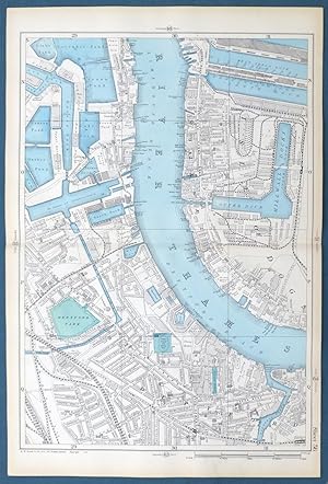 LONDON, 1909 - MILLWALL, DEPTFORD, ISLE OF DOGS ( Canary Wharf) & THE COMMERCIAL DOCKS - Original...