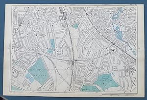 LONDON, 1909 - NEW CROSS, DEPTFORD, NUNHEAD, HATCHAM, NEW PECKHAM - Original Antique Map from Bac...
