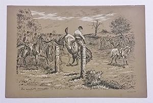 Imagen del vendedor de His Unsuitable Chumper c.1885 Fox Hunting Litho Print a la venta por Maynard & Bradley