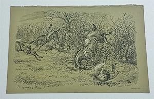 Imagen del vendedor de A Queerish Place c.1885 Fox Hunting Litho Print a la venta por Maynard & Bradley