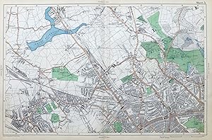 LONDON - WILLESDEN, HAMPSTEAD, CRICKLEWOOD, CHILDS HILL, GOLDERS GREEN - Original Antique Map fro...