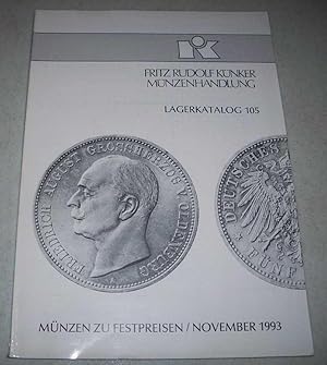 Fritz Rudolf Kunker Munzenhandlung Lagerkatalog 105: Munzen Zu Festpreisen November 1993