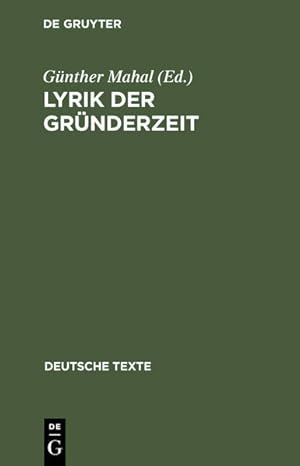 Seller image for Lyrik der Grnderzeit for sale by NEPO UG