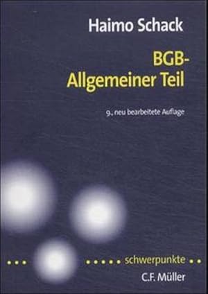 Bild des Verkufers fr BGB - allgemeiner Teil. von, Schwerpunkte ; Bd. 1 zum Verkauf von NEPO UG