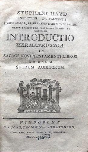 Introductio hermeneutica in sacros novi testamenti libros.