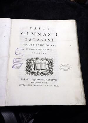Bild des Verkufers fr Fasti Gymnasii Patavini, Studio atque opera collecti. Pars I 1200 - 1405 zum Verkauf von Antiquariat Ekkehard Schilling