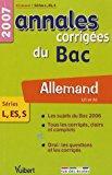 Bild des Verkufers fr Allemand Lv1-lv2 Sries L-es-s : Annales Corriges Du Bac zum Verkauf von RECYCLIVRE