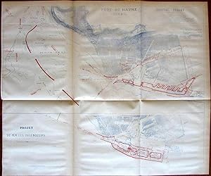 Port Le Havre France Normandy Engineering Project 1884 Poudavigne rare map
