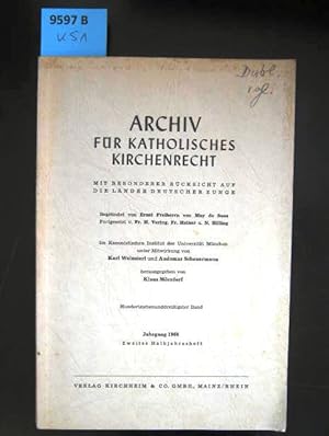 Imagen del vendedor de Archiv fr Katholisches Kirchenrecht. 137. Band 1968. Mit besonderer Rcksicht auf die Lande deutscher Zunge. a la venta por Augusta-Antiquariat GbR