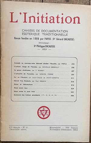 L'Initiation n°6, 27 ème année (novembre-décembre 1953) Cahiers de documentation ésotérique tradi...