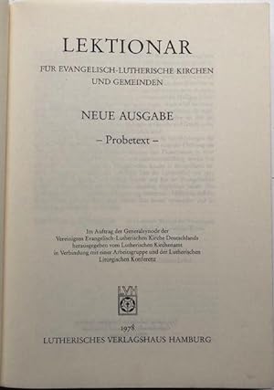 Seller image for Lektionar fr evangelisch-lutherische Kirchen und Gemeinden. Probetext. Hrsg.: Luth. Kirchenamt. for sale by Antiquariat Lohmann