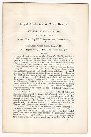 On the Suppression of the Slave Trade on the White Nile. [Offprint from the] Royal Institution of...